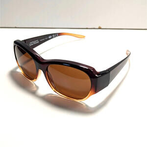 Foster Grant SR0325 Solar Shield Fit over  Sunglasses Caramel Brown Polarized